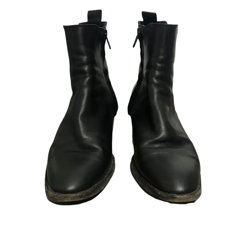 More Than Yesterday Women's Black Leather Heeled Bootie SIZE 37 / US 6.5